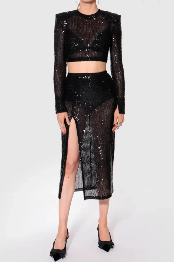AGGI Bluzka Zoey Black Sparkle^ Bluzki & Topy & Gorsety