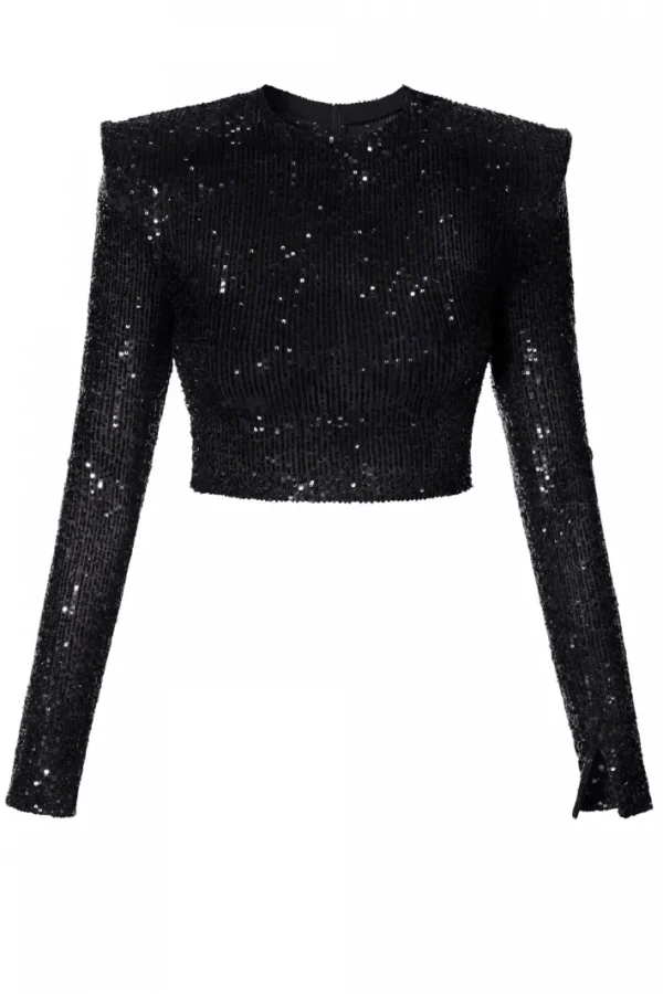 AGGI Bluzka Zoey Black Sparkle^ Bluzki & Topy & Gorsety