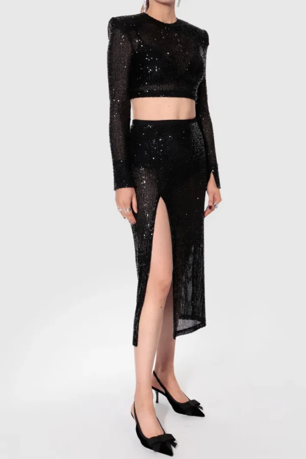 AGGI Bluzka Zoey Black Sparkle^ Bluzki & Topy & Gorsety