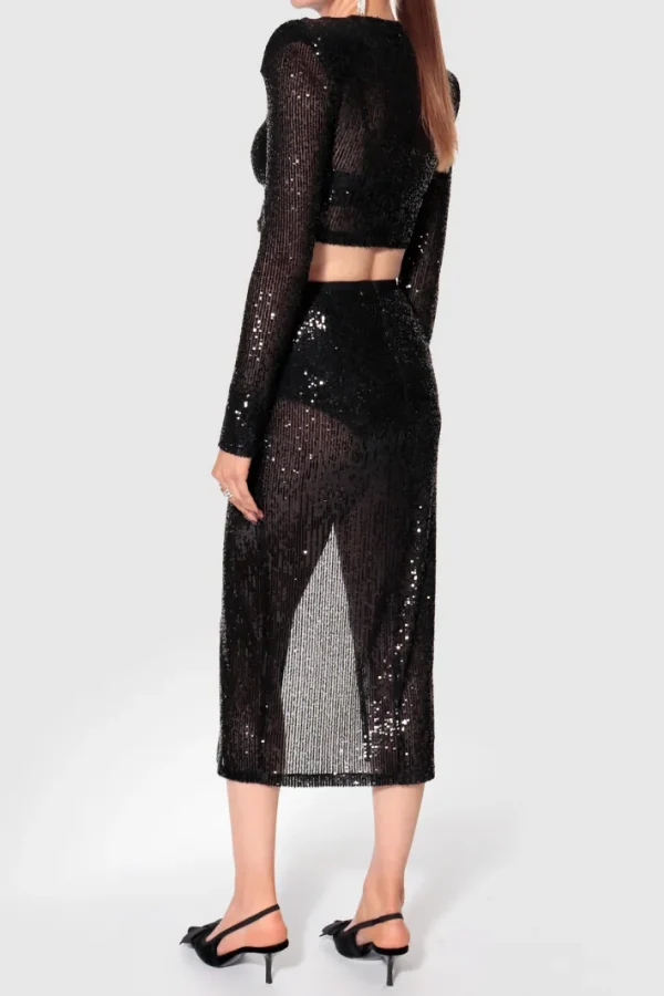AGGI Bluzka Zoey Black Sparkle^ Bluzki & Topy & Gorsety