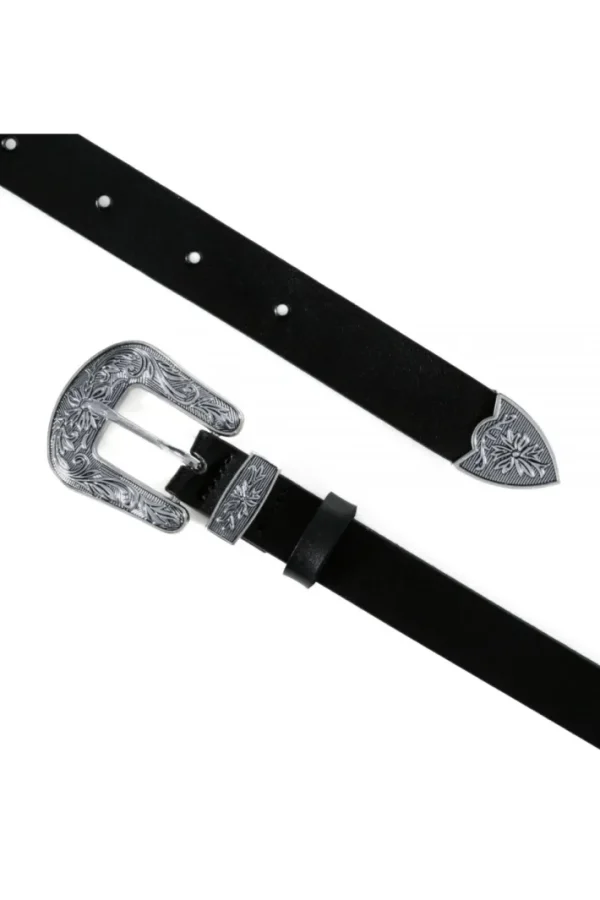 AGGI Pasek skórzany Ornament czarno-srebrny^ Akcesoria