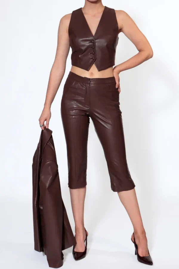 AGGI Spodnie Capri Dakota Chocolate Brown^ Spodnie | Garnitury