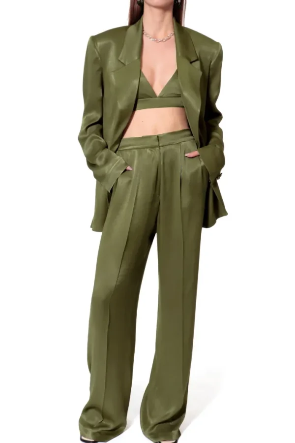 AGGI Spodnie Jessie Satin Olive Branch^ Spodnie | Garnitury